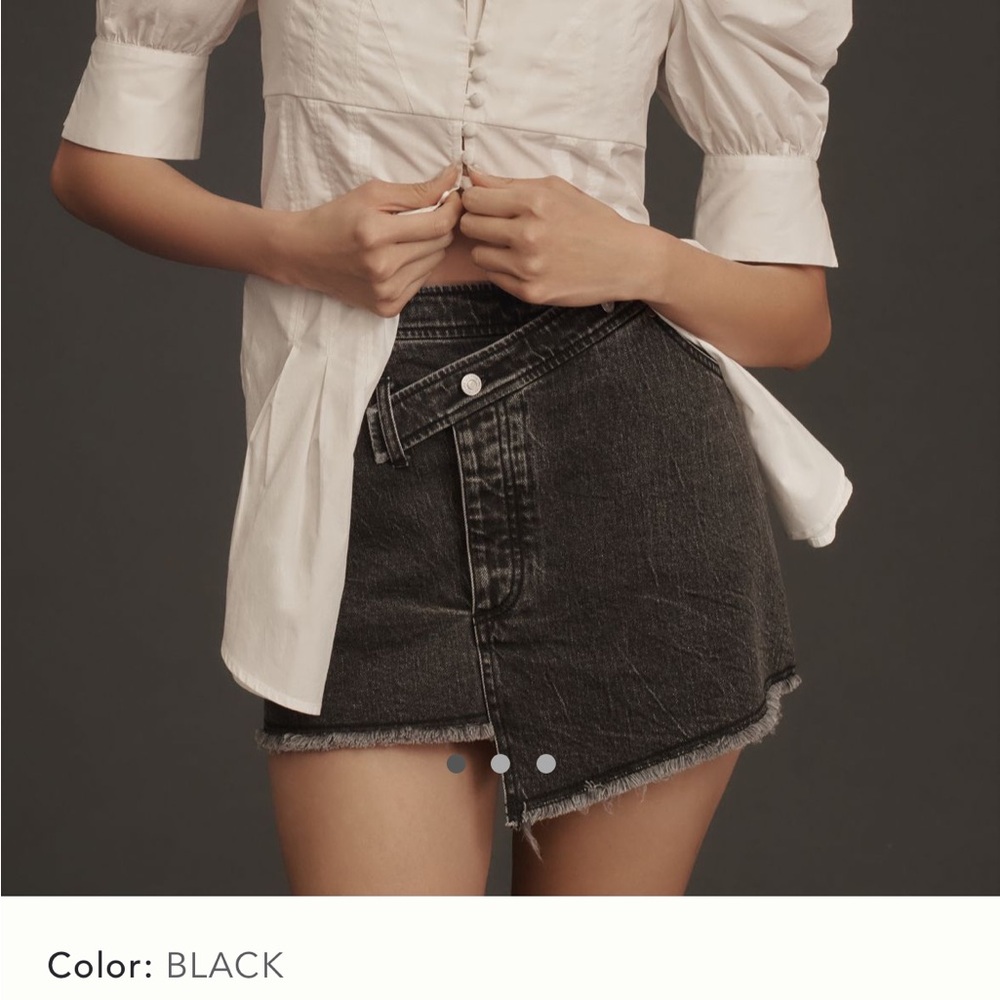 Pilcro Moto Wrap Denim Mini Skirt